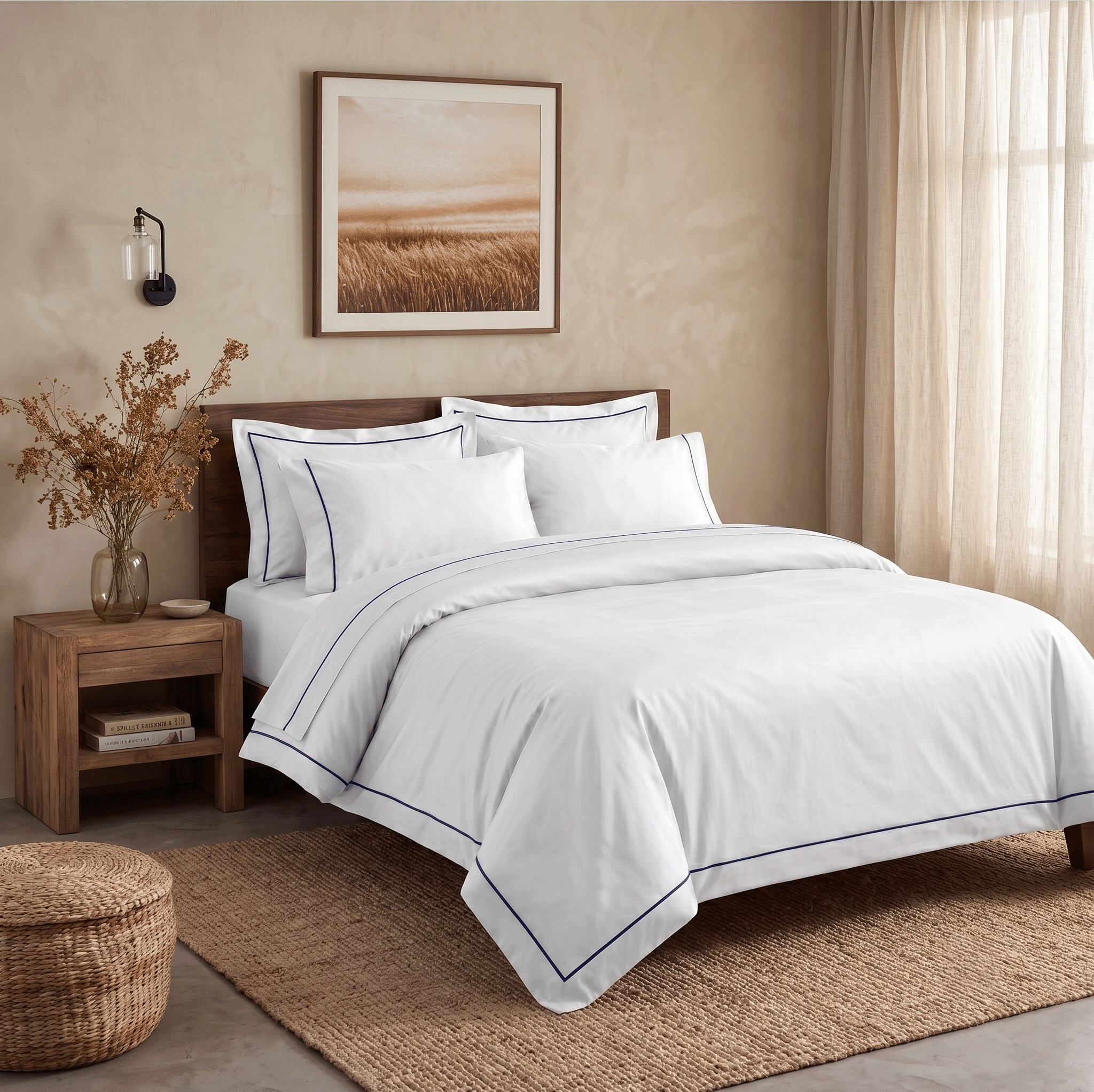 Nightfall Embroidered Sateen Oxford Pillowcases