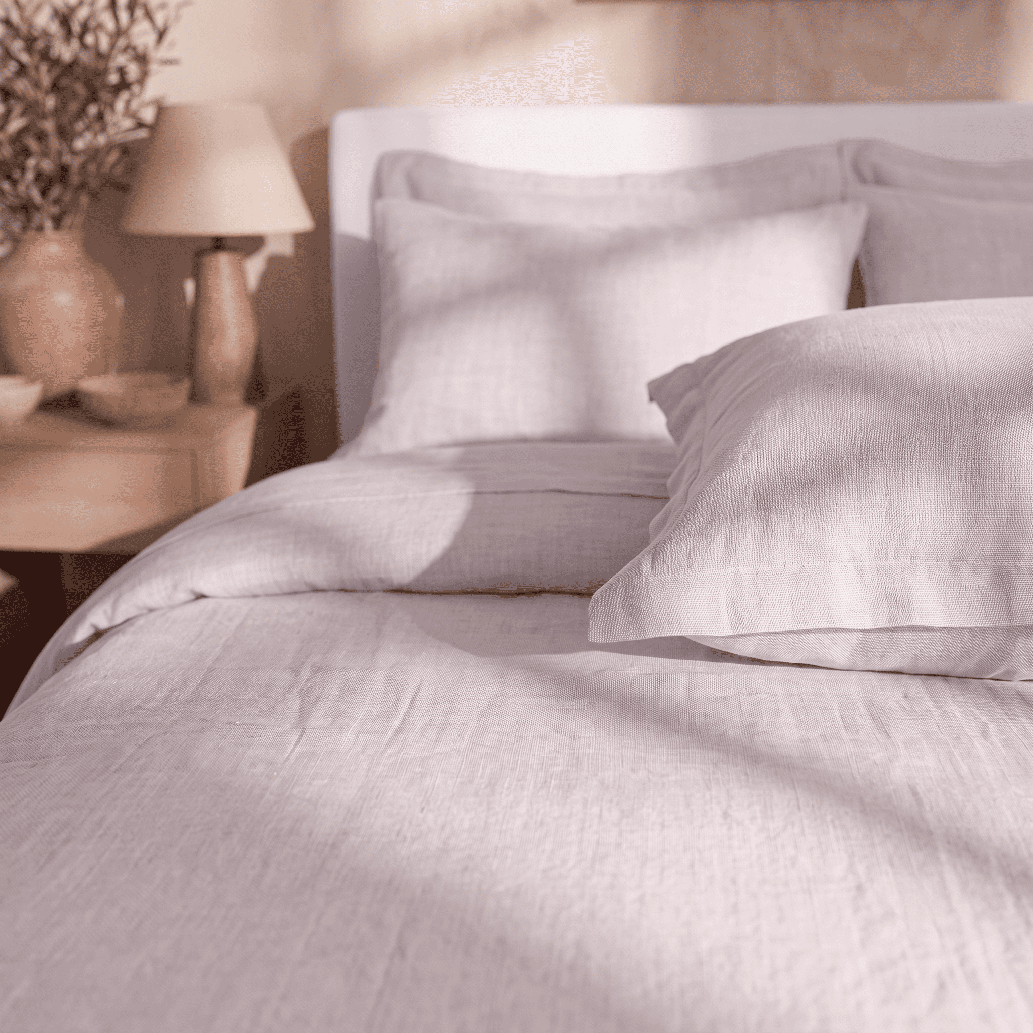Soft Blush European Linen Chambray Fitted Sheet