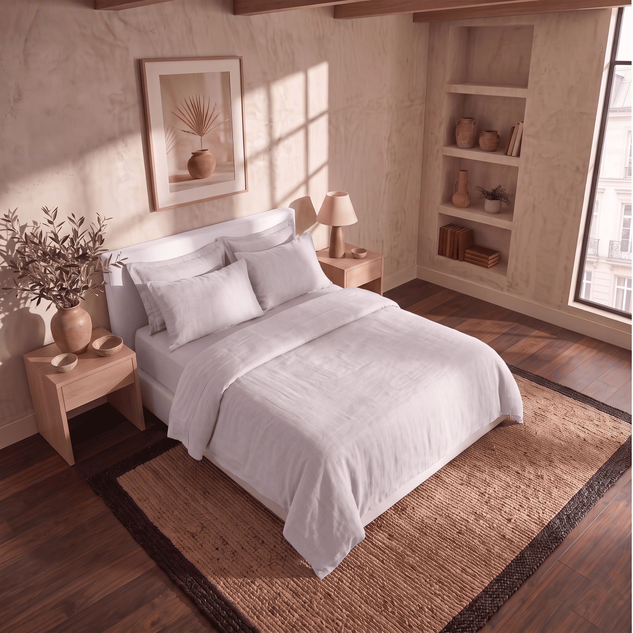 Soft Blush European Linen Chambray Fitted Sheet