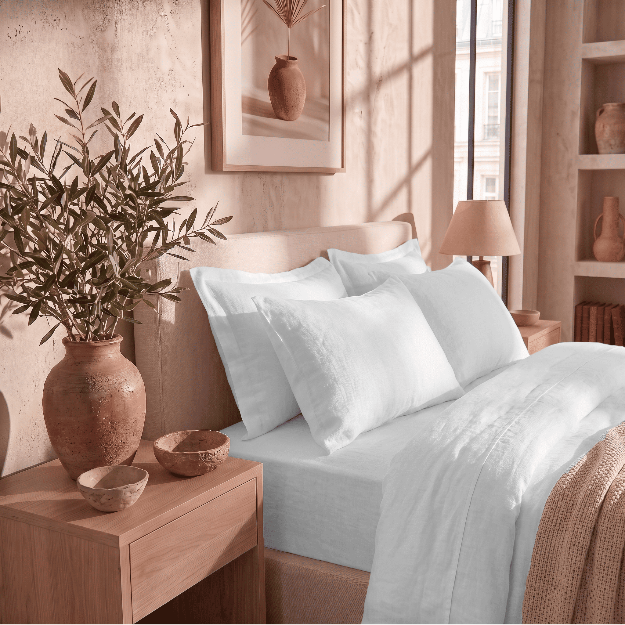 White European Linen Chambray Fitted Sheet