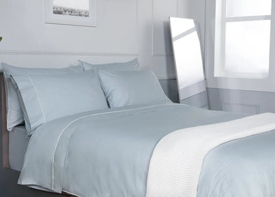 Light Blue Piped Percale Flat Sheet